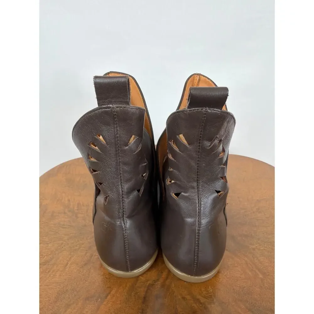John Fluevog Brown Peep Toe Cutout Leather Sandals Size 11